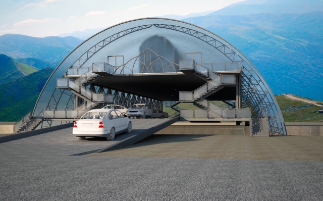 Мост через р. Сочи с парковкой и торговой зоной
